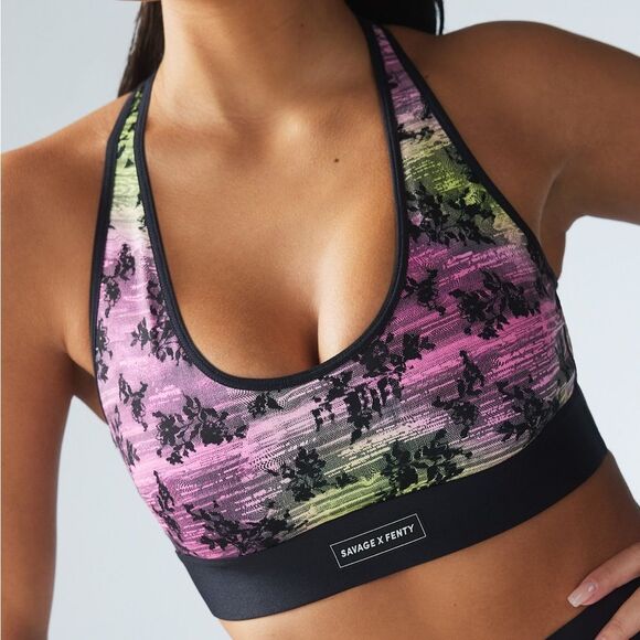 Savage x Fenty Line Up Low Impact Sports Bra Size Small Pink‎ Palace Slowburn - Picture 1 of 12